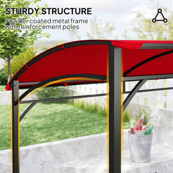 Abri pour barbecue avec structure en acier et crochets, rouge bordeaux