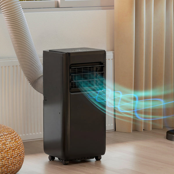 4-in-1 10,000 BTU Portable Air Conditioner with Cooling, Dehumidification, Fan, Sleep Mode, Wi-Fi Voice Remote Control, Black