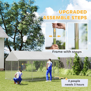 Chenil en acier galvanisé avec toit et verrou de sécurité