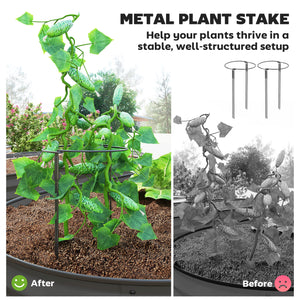 Raised outdoor planter in galvanized steel with metal support, dark grey