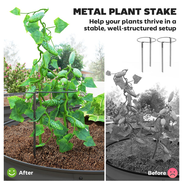 Raised outdoor planter in galvanized steel with metal support, dark grey