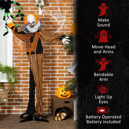 Décoration d'Halloween grandeur naturede 1,5 m, clown de cirque parlant avec son et mouvement activés, yeux lumineux