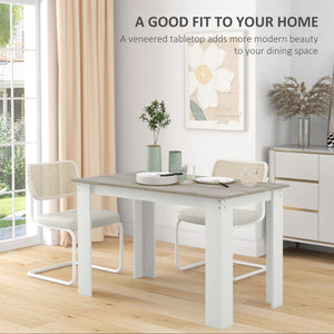 Table de cuisine pour 4 à 6 personnes, table à manger avec plateau plaqué, gris