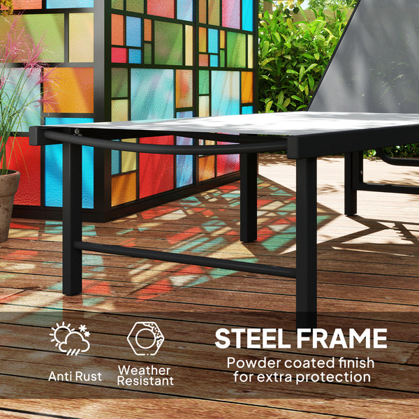 Outdoor Lounge Chair Set of 2, 5-Position Reclining Outdoor Chaise Lounge Tanning Chair with Mesh Seat, Grey