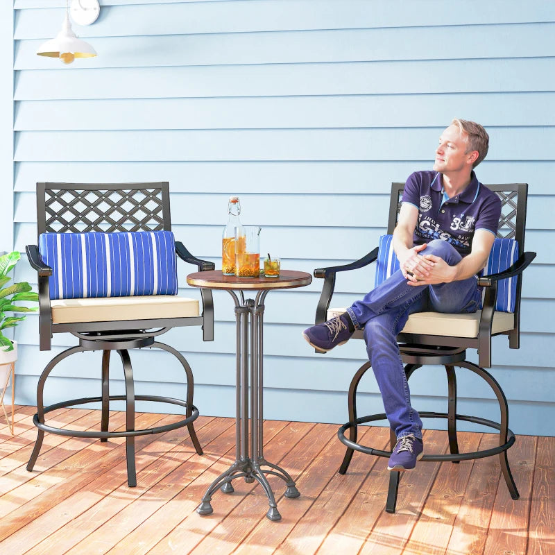 Ensemble de 2 tabourets de bar d'extérieur avec coussins