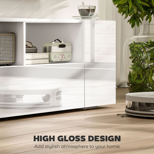Meuble TV pour téléviseurs jusqu'à 60 pouces, avec éclairage LED, blanc