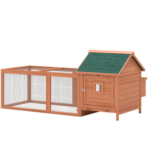 Poulailler en bois pour 2 poules, cage avec enclos, pondoir, plateau amovible et toit étanche