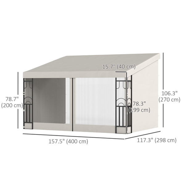 Pergola murale 10 x 13 avec 2 rideaux et 2 moustiquaires, résistante aux UV, beige