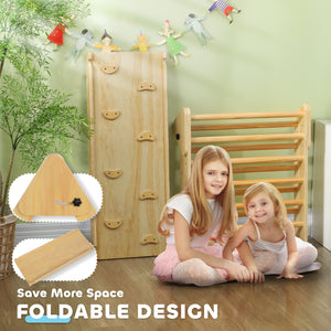Ensemble d'escalade 3 en 1 avec rampe pour tout-petits en bois naturel