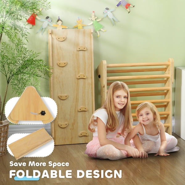 Ensemble d'escalade 3 en 1 avec rampe pour tout-petits en bois naturel