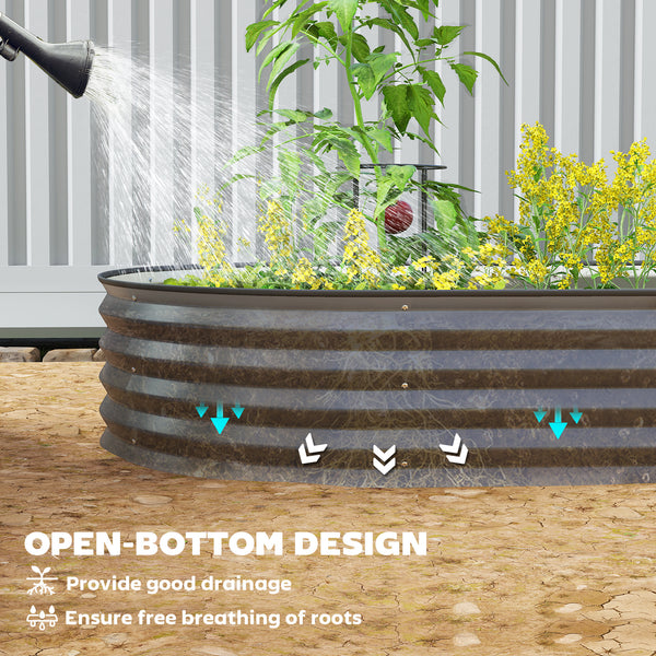 Jardinière d'extérieur surélevée galvanisée avec tuteur en métal, noire