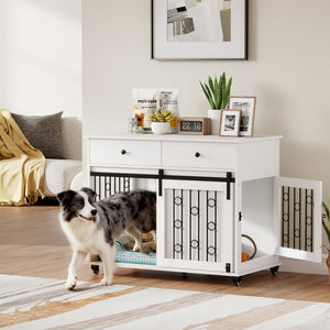 Meuble cage de 39 pouces avec 2 tiroirs, roulettes et porte coulissante