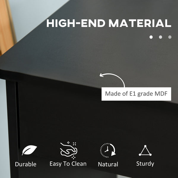 Bureau d'ordinateur avec tiroirs de rangement, armoire et étagère réglable, noir