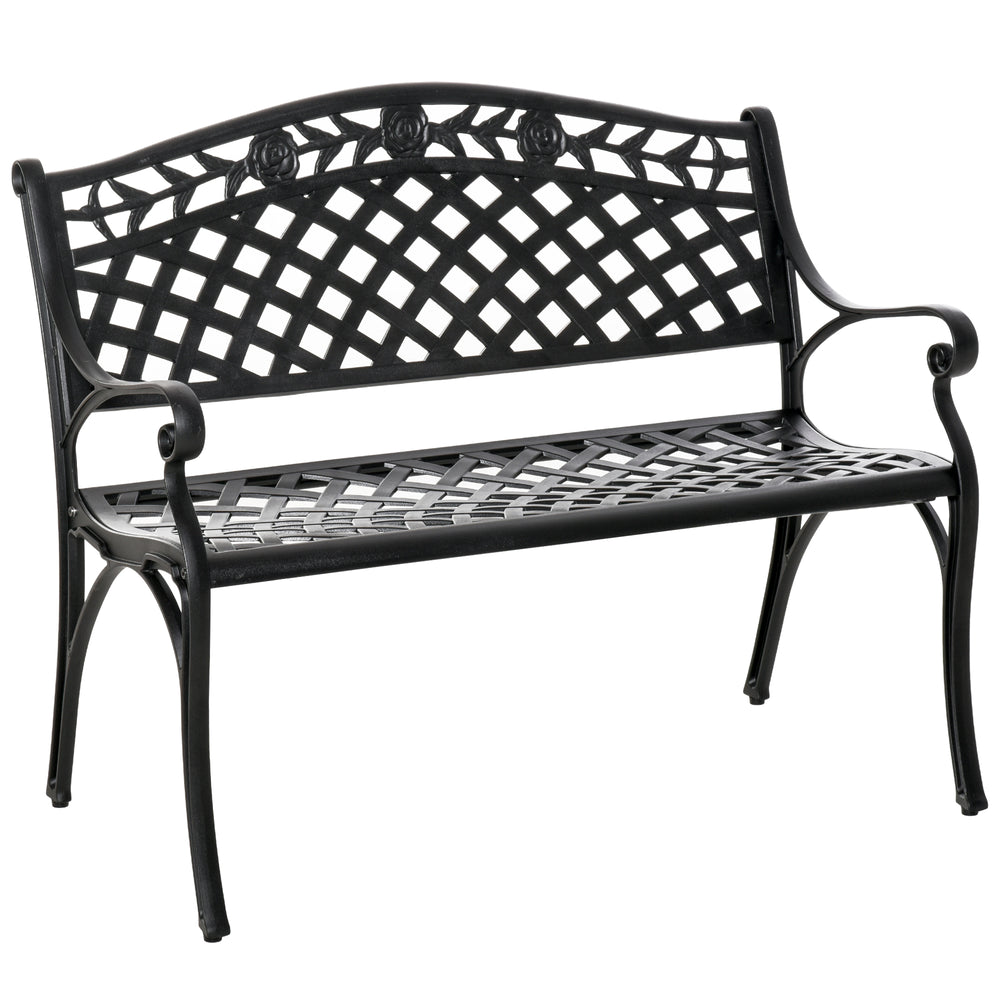 Banc de jardin d'extérieur avec cadre en aluminium et accoudoirs