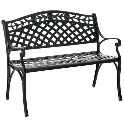 Banc de jardin d'extérieur avec cadre en aluminium et accoudoirs