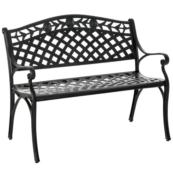 Banc de jardin d'extérieur avec cadre en aluminium et accoudoirs