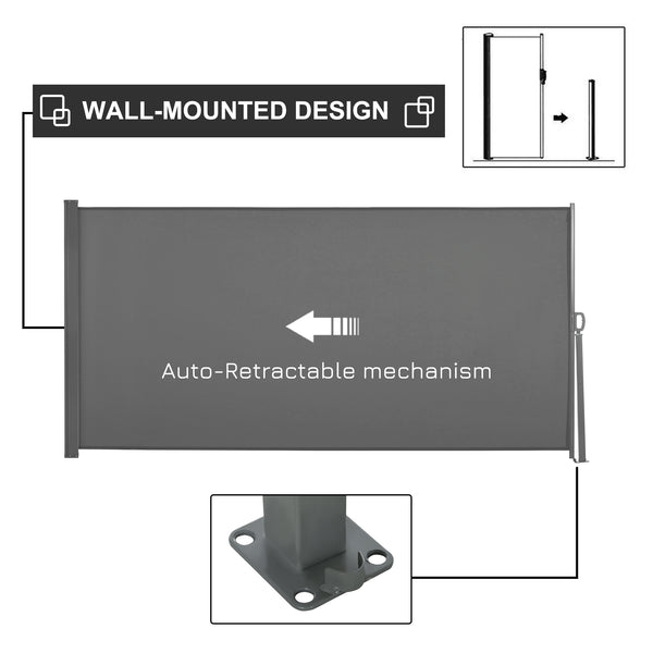 Store latéral pliable et rétractable, gris clair