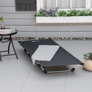 Lit de camp léger en aluminium avec support robuste et sac de transport, noir