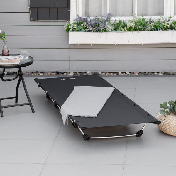 Lit de camp léger en aluminium avec support robuste et sac de transport, noir