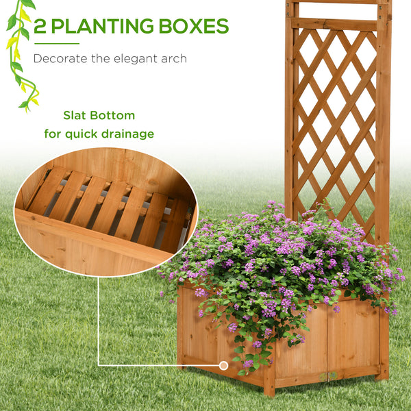 Arche de jardin avec 2 jardinières pliables, marron