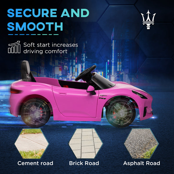 Voiture électrique pour enfants 12V Maserati Gran Turismo sous licence avec télécommande, rose