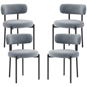 Set of 4 kitchen chairs with fleece upholstery, grey