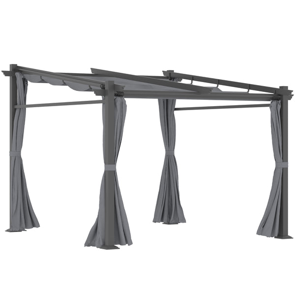 Pergola métallique avec toit coulissant, pergola rétractable, 3 m x 3 m, gris foncé