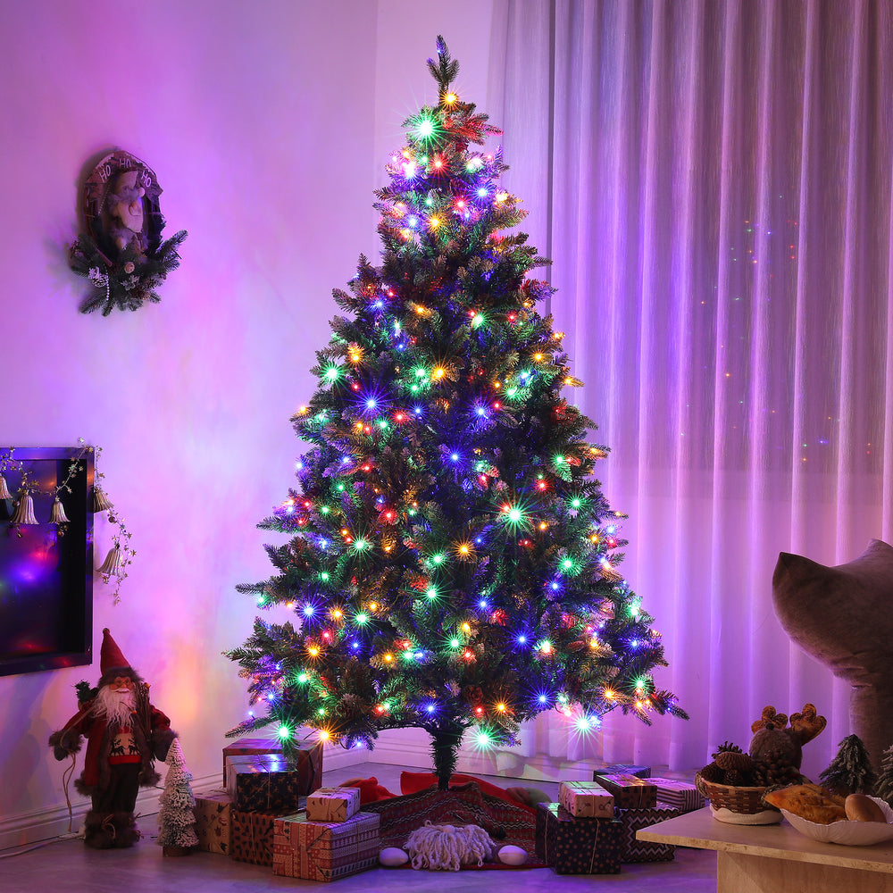 Sapin de Noël artificiel pré-éclairé de 7 pieds avec LED bicolore