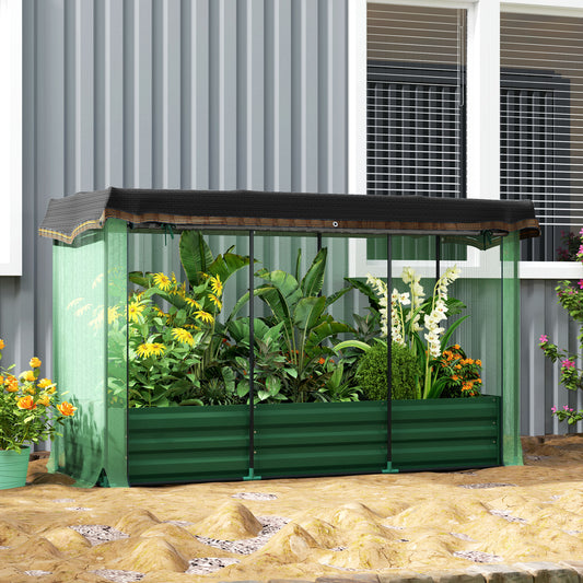 Jardinière en acier galvanisé avec cage de culture et toile d'ombrage pour fleurs, légumes et herbes aromatiques