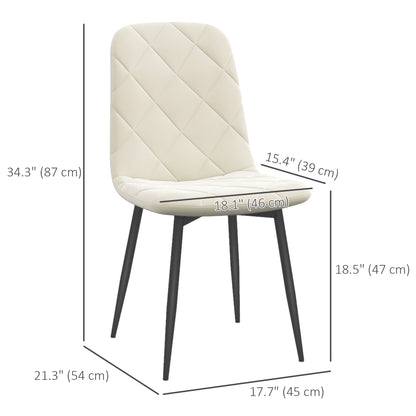 Lot de 4 chaises de salle à manger rembourrées avec pieds en acier, couleur crème