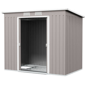Galvanized steel garden shed with foundation kit - Grey
