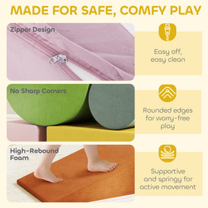 Jouets d'escalade avec housse amovible pour ramper et glisser, orange/vert