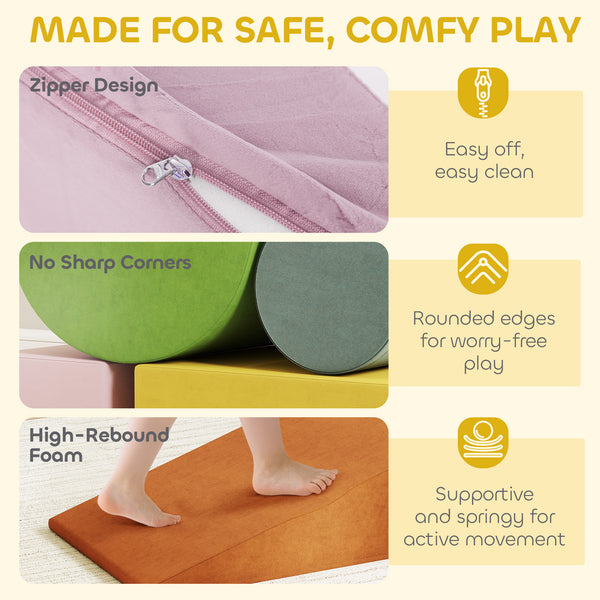 Jouets d'escalade avec housse amovible pour ramper et glisser, orange/vert