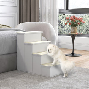 Pet stairs with non-slip covering, white