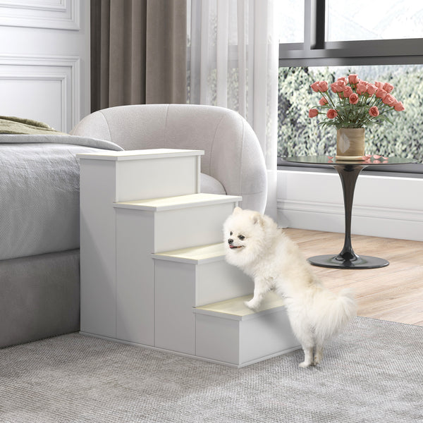 Pet stairs with non-slip covering, white