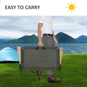 Chaise pliante double avec accoudoirs en bois, verte