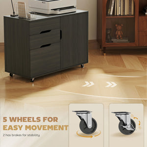 Filing Cabinet with File Drawer File Cabinet with Adjustable Shelf and 3 Drawers Black