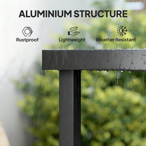 Patio Dining Table for 4, Square Aluminum Outdoor Table for Garden Lawn Backyard, Black
