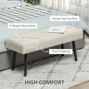 Banc de chambre rembourré moderne avec pieds en acier, blanc crème