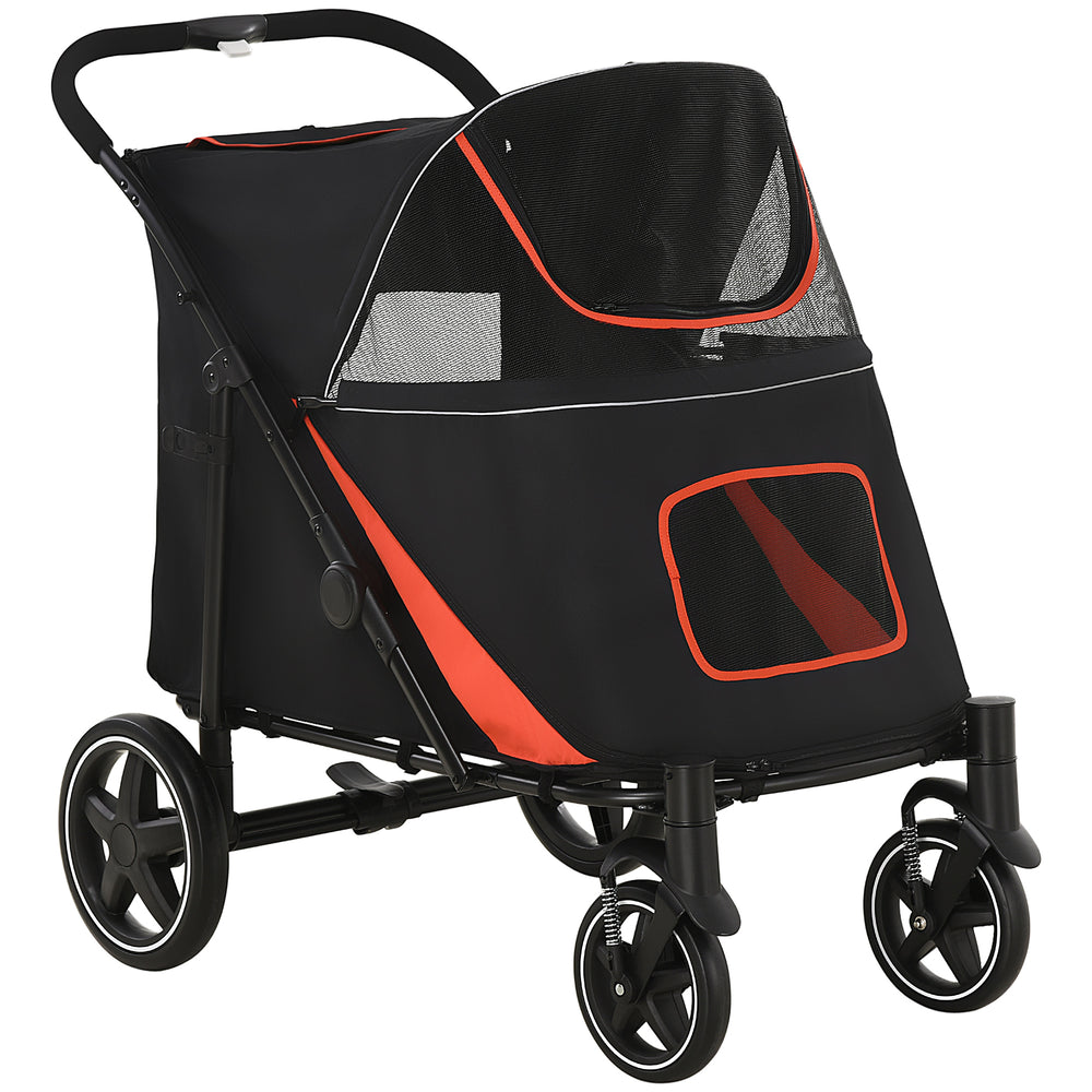 Poussette pliable pour animaux de compagnie, chiens de grande et moyenne taille, noire