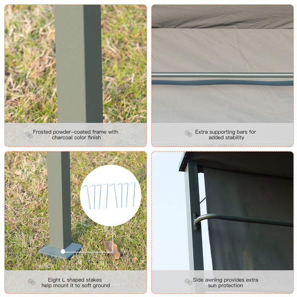 Outsunny BBQ Gazebo 7'x4.5' Outdoor Tent Metal Frame Sunshade Gray |