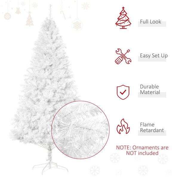 Sapin de Noël artificiel blanc de 7 pieds avec 1 230 branches et support en métal