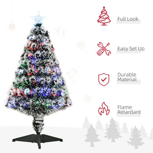 Sapin de Noël pré-éclairé à fibre optique LED de 3 pieds avec support