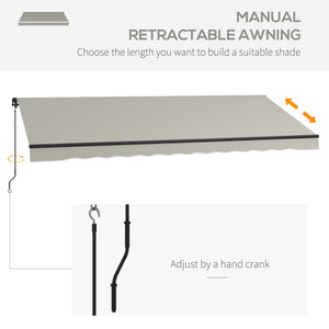 15' x 10' Retractable Awning, 280gsm UV Resistant Sunshade Shelter, for Deck, Balcony, Yard, Light Grey