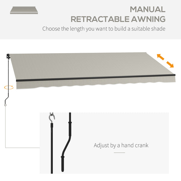 15' x 10' Retractable Awning, 280gsm UV Resistant Sunshade Shelter, for Deck, Balcony, Yard, Light Grey