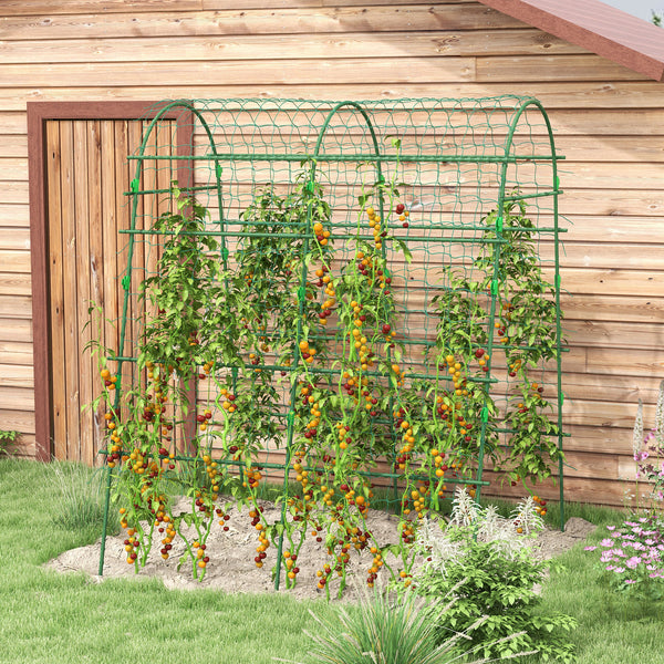 Treillis de jardin arqué avec filet d'escalade pour plantes grimpantes 57" x 66" x 81"