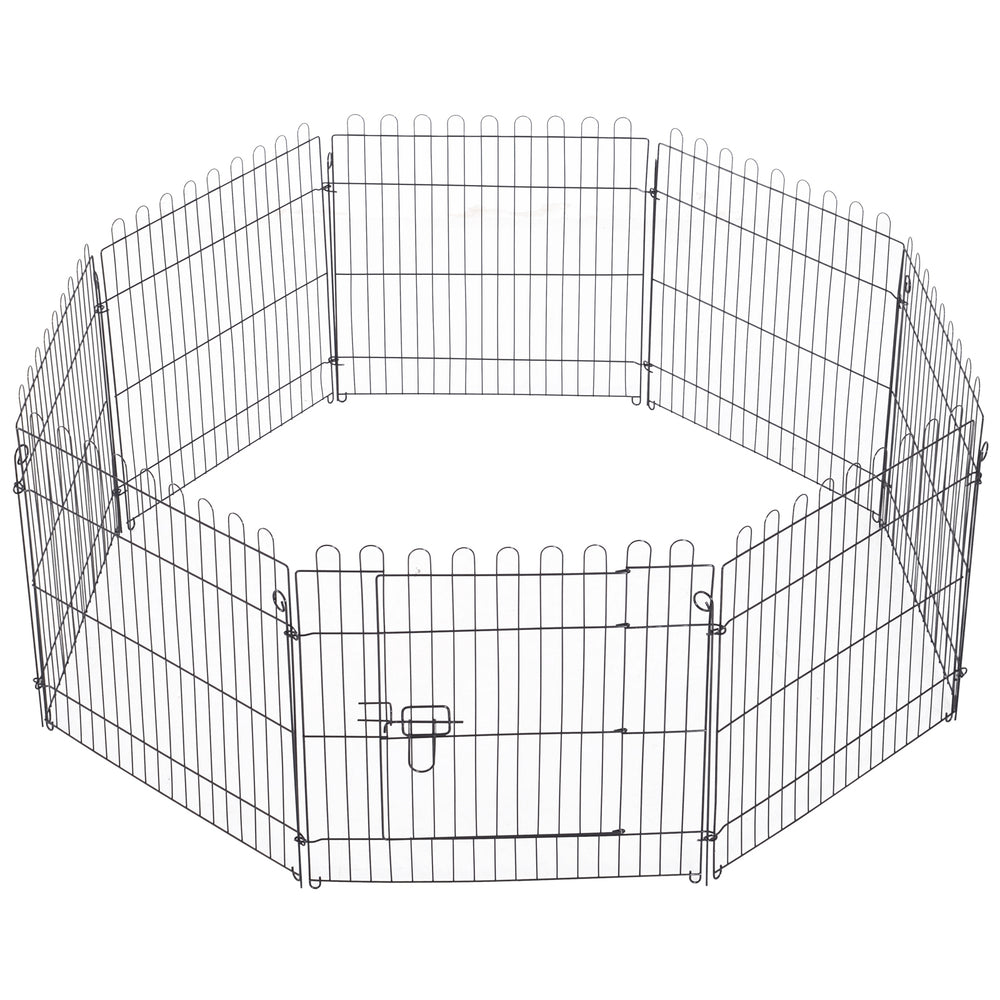 Foldable 8-panel octagonal playpen, black.
