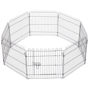 Foldable 8-panel octagonal playpen, black.