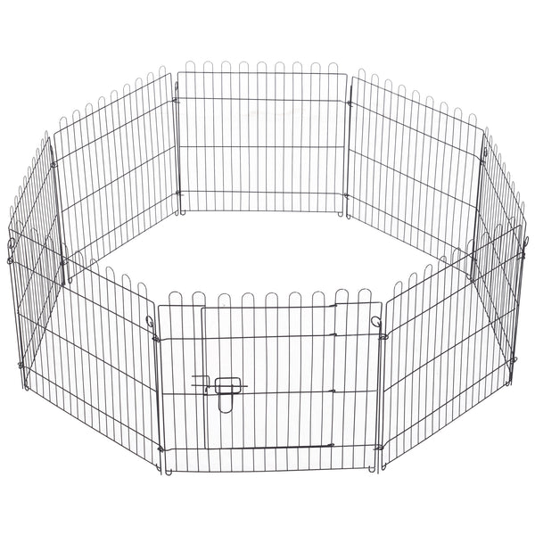 Foldable 8-panel octagonal playpen, black.