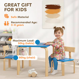 Ensemble table et 2 chaises, bleu